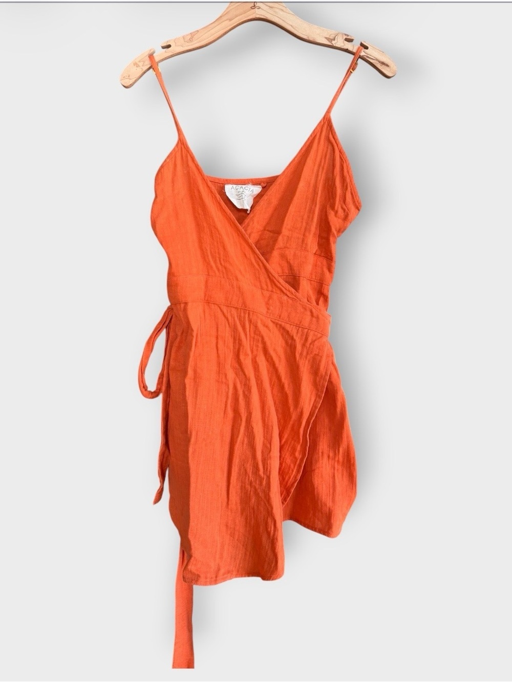 ACACIA Swimwear Burnt Orange Cotton Wrap Dress Size Small